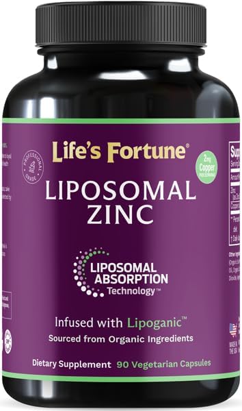 Suplemento liposomal de zinc con cobre  Vitaminas de citrato de zinc puro para adultos para apoyo inmunológico, 50 mg, 90 unidades (paquete de 1)