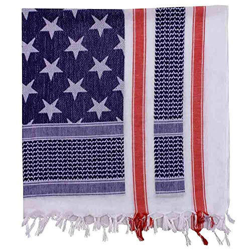 Thaweesuk Shop Red White And Blue 8 Piece Scarves Military Breathable Durable Arab Tactical Desert Scarf Face Mask Paisley Wrap Head Cotton 42'' X 42'' #TOP3