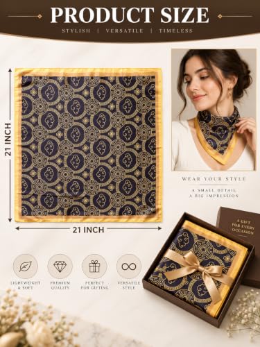 Image of Ravaiyaa - Attitude is everything Women Printed Silk Bandana 21 x 21 Inch Square Headband & Hair Wrap, Soft & Versatile | Fashion Neck Wrap