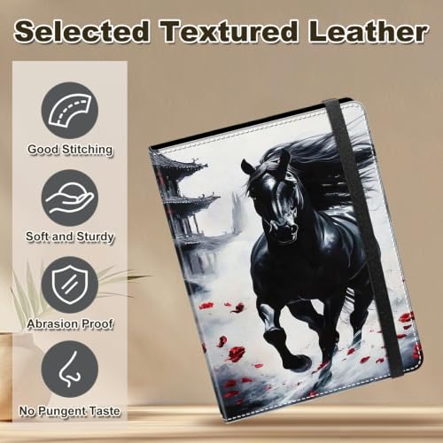 Image of Photo Album 4x6 120 Photos with Strong Elastic Band, Wild Black Horse | Large Capacity Premium Leather Picture Album, Portable Wallet Albums Photo Book for Family Anniversaries Wedding Baby