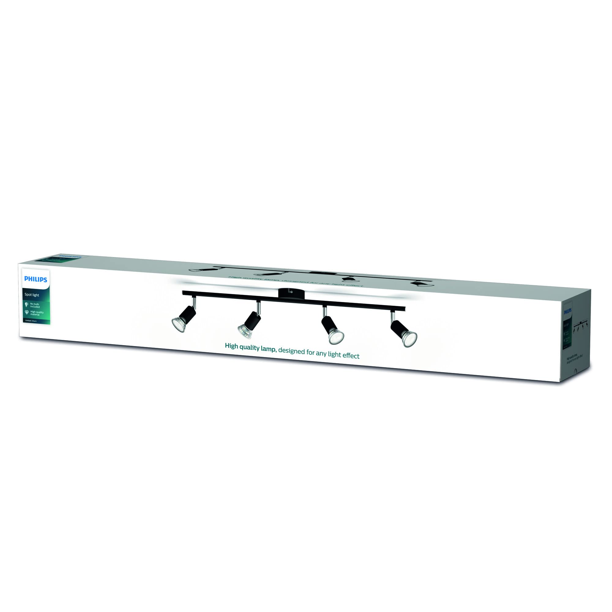 PHILIPS LED Faretto Integrato Limbali, 4 Punti Luce, 50W, Nero
