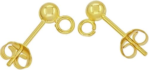 Adabele SS19-3.5 - 5 pares de aretes de plata de ley chapados en oro real, bola de 0.138 in con lazo abierto, orejera trasera, embragues de seguridad disponible en Yaxa Peru