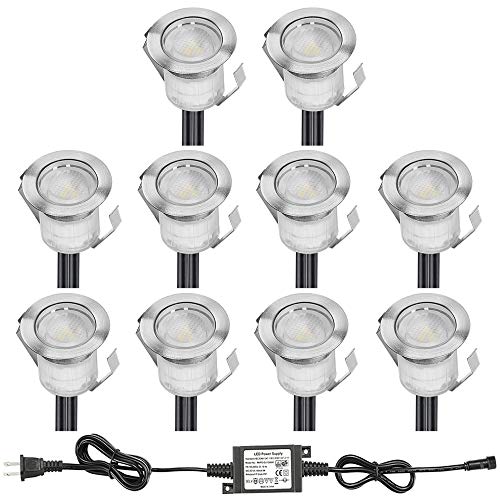 LED Step Lighting Kits, FVTLED 10pcs Φ1.18" WiFi Wireless Smart Phone Control Low Voltage LED Deck Light Waterproof Outdoor Decor Recessed RGB Lamps Compatible with Alexa Google Home
