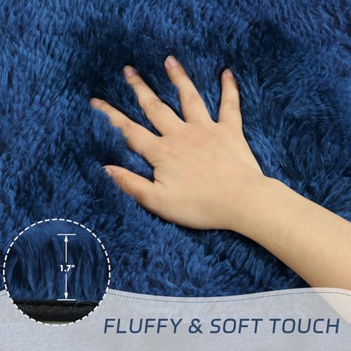 Tapete corredor peludo azul marino 2x6 pies tie dye miniatura 4