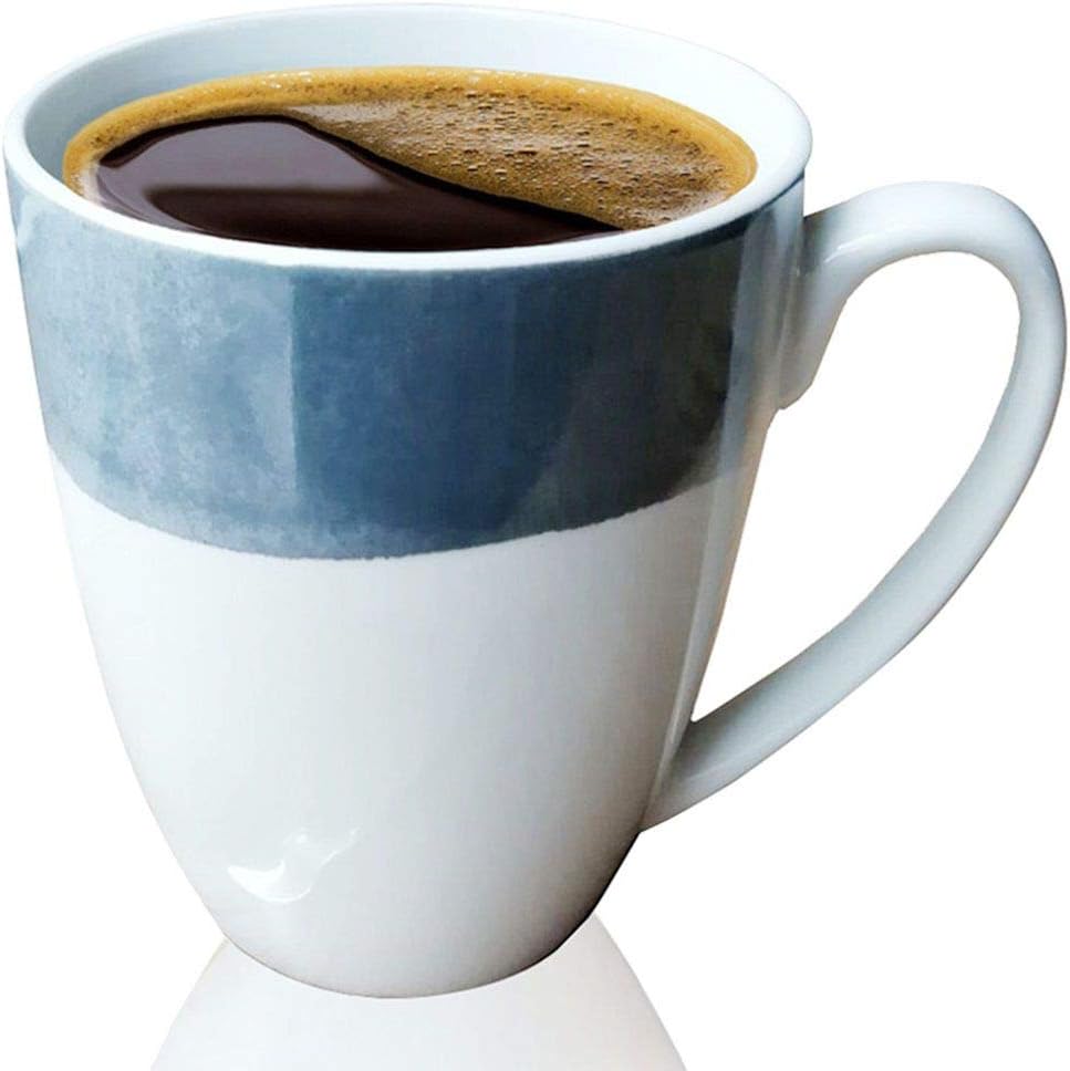 Fine Bone China Coffee Mug, Simple Modern and Watercolor Design Tea Cup, about 12oz for Gift(Gray)