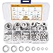 Price comparison product image 500 Pcs Flat Washers, JatilEr Metal Washers Assorted Washers Kit M2, M2.5, M3, M4, M5, M6, M8, M10, Stainless Steel Flat Washers Small Screws Washer Assortment Set for Home Decoration General Repair