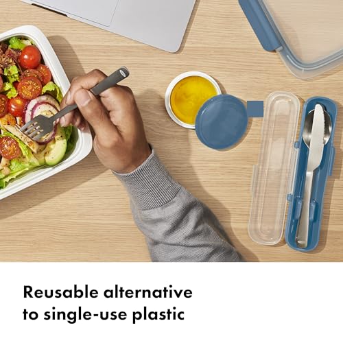 OXO Good Grips Prep and Go Utensils With Case - Ocean Blue | Reusable Stainless Steel Fork, Knife & Spoon, Compact Travel Case, Ideal for Work, School, Picnics, Dishwasher Safe - image 2