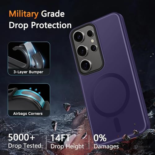 Image of SIZUKA Samsung S23 Ultra Magsafe Hard Back Case | Matte Design & 360 Protection | Military-Grade Samsung S23 Ultra Cover | Strong Magnet Back - Purple