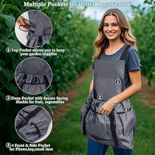 Delantal para recolección con bolsillos multifuncionales y tejido impermeable 2