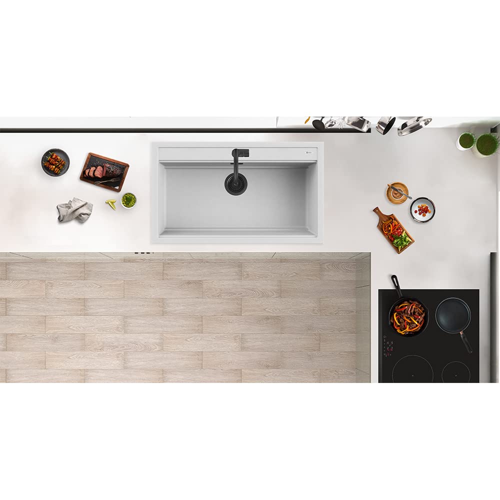 Lavello Quareco incasso 1 vasca 86×51 Prime 90 Granito Bianco QLP090BI