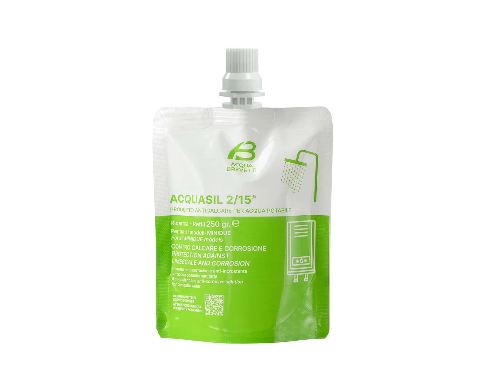 Acquasil 2/15 PC100 Ricariche MiniDOS | Anticalcare e Anticorrosione per Acqua Potabile | Protezione Caldaie, Tubazioni e Impianti (1 Confezione da 4x250g)