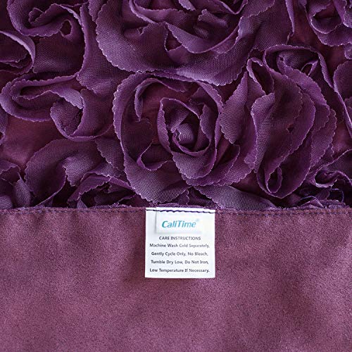 Table Runner Calitime 14 X 72 Inches Solid 3D Stereo Chiffon Rose Flower Non-Slip Table Runner Dresser Scarf For Dining Party Wedding Table Decoration Purple #TOP6