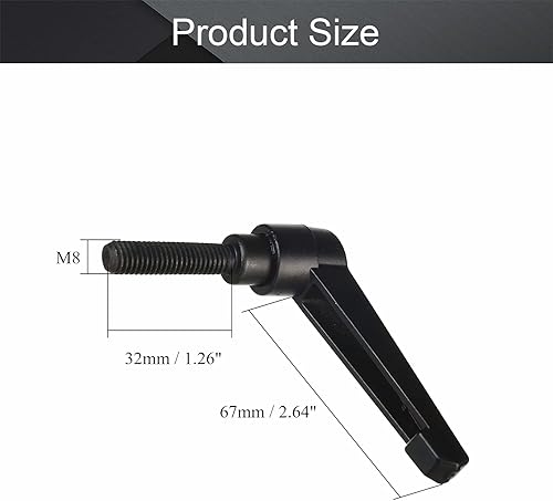 Miniatura 106 de Othmro 2 piezas de palanca de sujeción con rosca M8 Palanca de trinquete, aleación de aluminio ajustable con botón de bloqueo con perno roscado 2