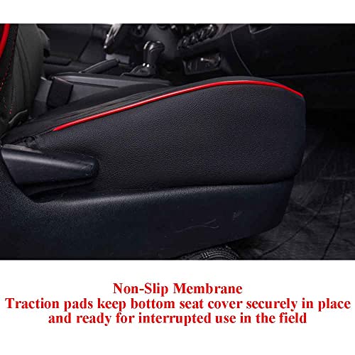 Image of EKR Tacoma Front Seat Covers Custom Fit for Toyota Tacoma 2012 2013 2014 2015 (Regular Seats), Leather Truck Seat Cover for Car - Front Row Only,Faux Leather(Black with Red Trim)