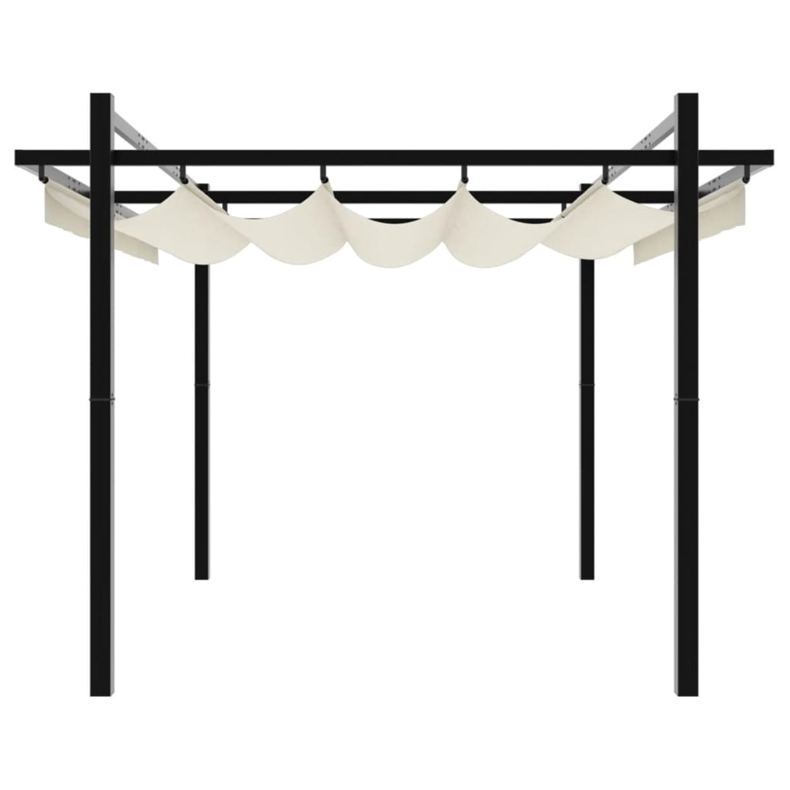 IKAYAA Pérgola de Jardín con Techo Retráctil, Pérgola de Aluminio 3x3 m, Cenador para Jardín, Poliéster Resistente al Agua y a UV para Patio Terraza Exterior Crema