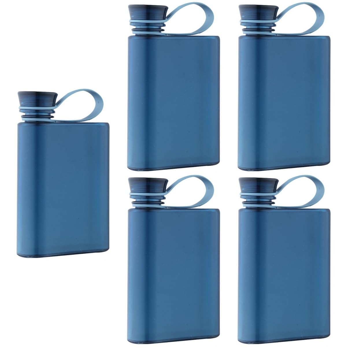 Bouteille d'eau plate mince portable réutilisable silicone bleu gourde de boisson isolée