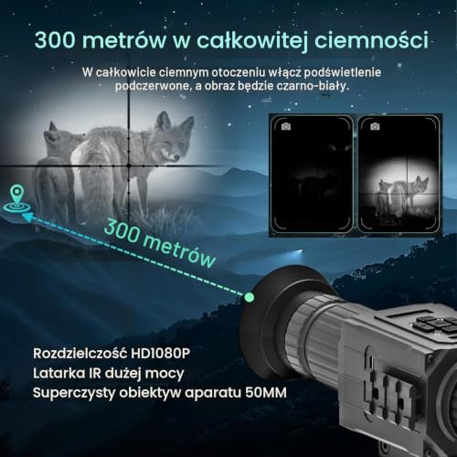 SUZLAZYR NK008 Cyfrowy noktowizor do polowań, 1080p HD Podczerwony luneta celownicza Monokularowa kamera, 5-krotny zoom cyfrowy, Wbudowany iluminator IR 850