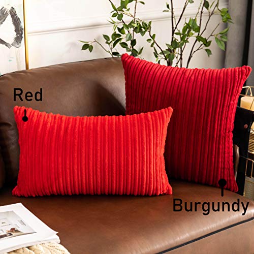 Ugasa Pack Of 2 Christmas Velvet Soft Warm Throw Pillow Covers Set Cushion Cases Pillowcases For Livingroom/Bedroom/Sofa, 20"X20"(50X50Cm), Burgundy #TOP2