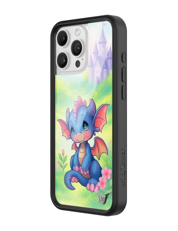 Image of Wildflower Cases - Compatible with iPhone 16 Pro Max | Protective Black Bumper, 4ft Drop Test Certified, Women Owned Small Business | Fantasy Castle Cute Purple | Precious Moments - Dragon Dreams