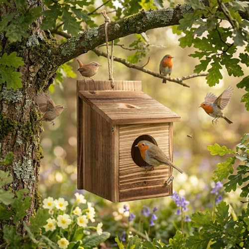 Vogelhaus aus Wetterfestem Holz Nistkästen Halbhöhlen-Nistkasten