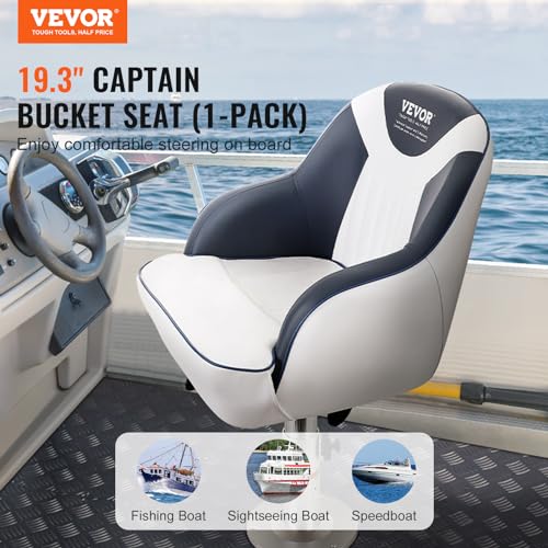 VEVOR Captain Bucket Seat, Pontoon Boat Seat with Thickened Sponge Padding, Boat Captain Chair for Fishing Boat, Sightseeing Boat, Speedboat, Canoe, 1-Piece - Image 3