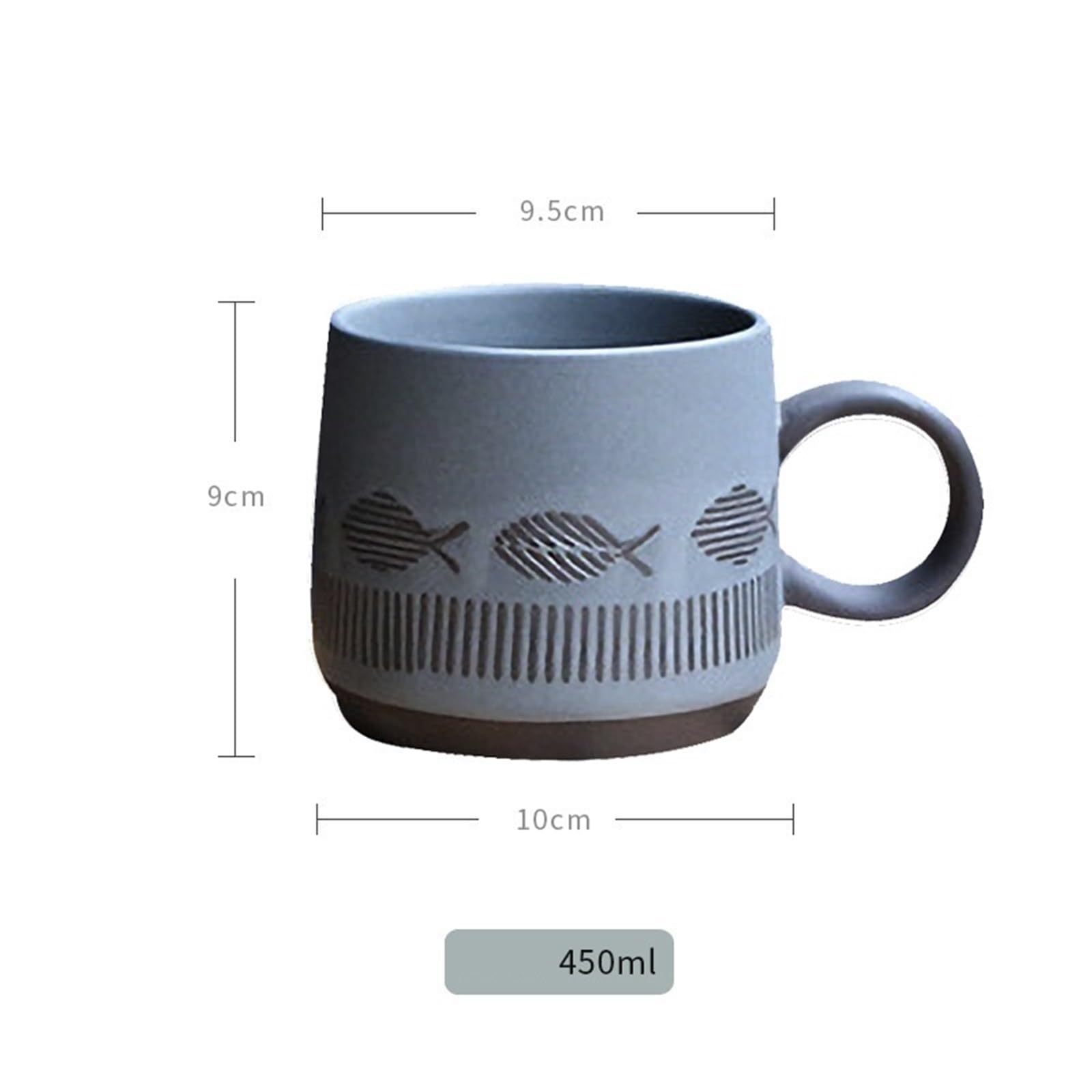 Tee Kaffeetasse Mugs Vintage Steinzeug Kaffeetasse gestreift Fisch Frühstück Haferflocken Becher