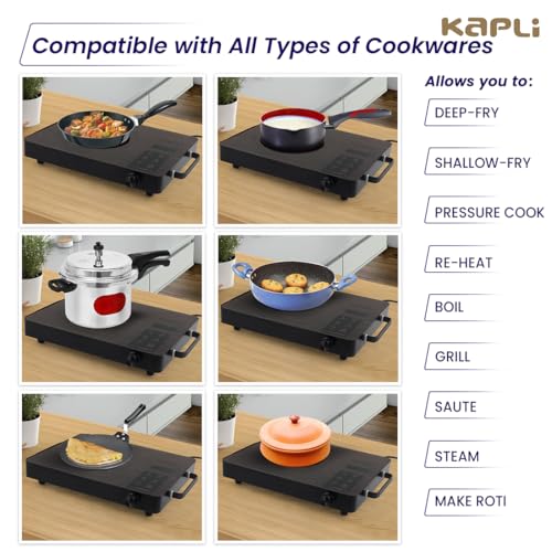Image of Kapli Infrared Cooktop | Compatible With All Cookware (Brown - 2500W)