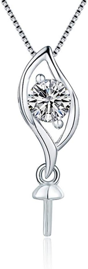 Sterling Silver Simple Zircon Bail Pin Pendant Fitting for Pearl Jewelry, Design Pendant Mount for Women DIY Jewelry Making