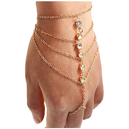 Suyi Finger Ring Bracelet Hand Harness Chain Bracelet Rhinestone Gifts for Women2