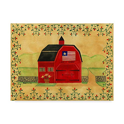 Trademark Fine Art Primitive American Red Barn by Cheryl Bartley, 18x24-Inch Fine Art, Multicolor