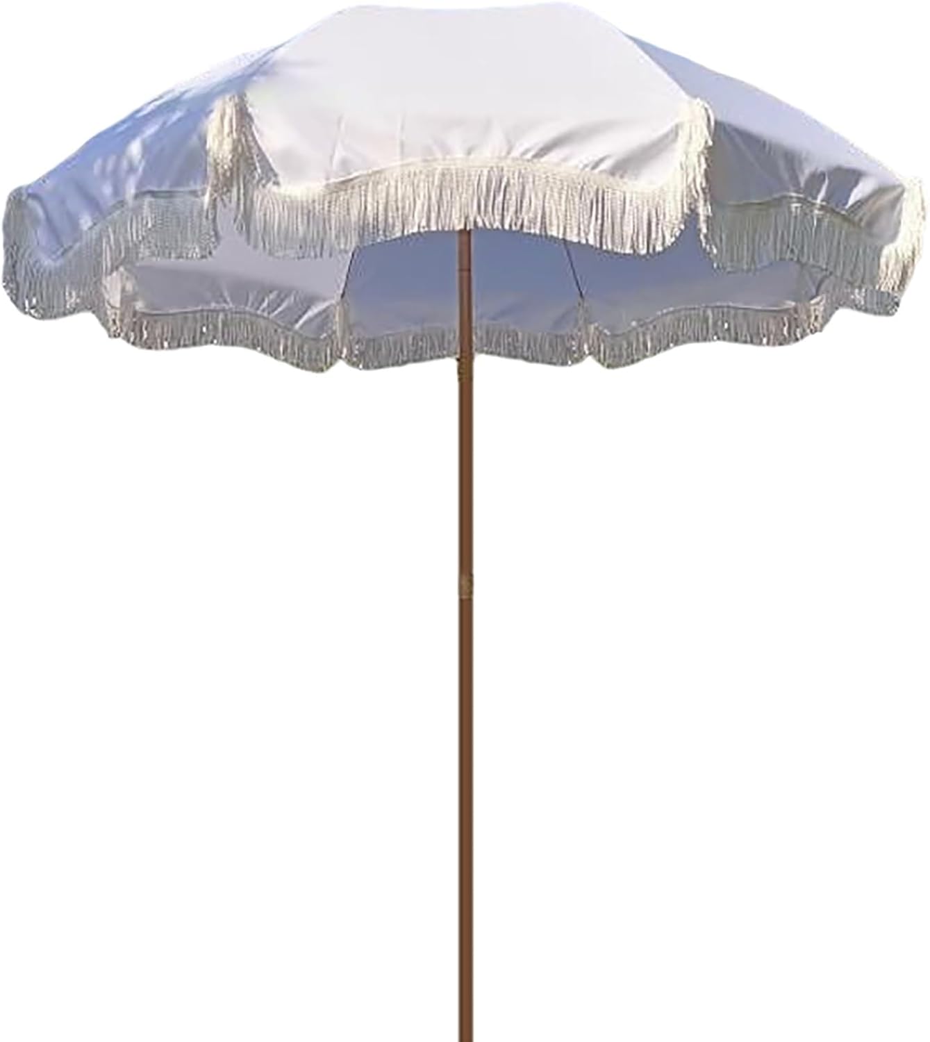 Garden Patio Umbrella Tassel Beach Parasol UV Protection Outdoor Sun Shade Umbrella White Courtyard Decorative Umbrellas Without Base With Tilting