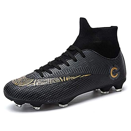 LIAOCXF Mens Football Boots Cleats Professional Spikes Soccer Shoes Competition/Training Boy's Sneakers Black