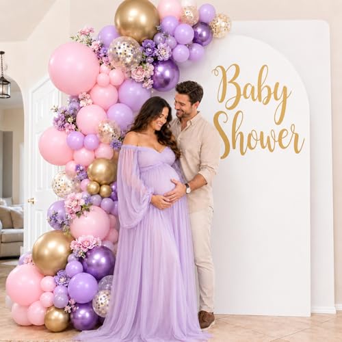 Image of Pink and Purple Balloons 50 Pcs 12 Inch