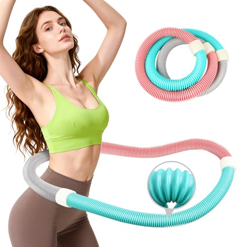 フラフープ ダイエット 人気 【最新15db静音・1.3kgウェイト】 ダイエット用フラフープ ソフト スプリング 紐 折りたたみ式 ポータブル 柔らかい 痩せる 脂肪燃焼 筋トレ シェイプアップ 腰に優しい ウエスト ウエスト引き締め 腕・脚・背中多部位トレーニング 室内/屋外用 男女兼用 大人/子供用