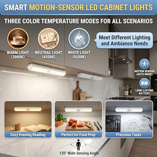 Elegancia y precisión en luces de armario magnéticas con 3 tonos de blanco y sensor 7