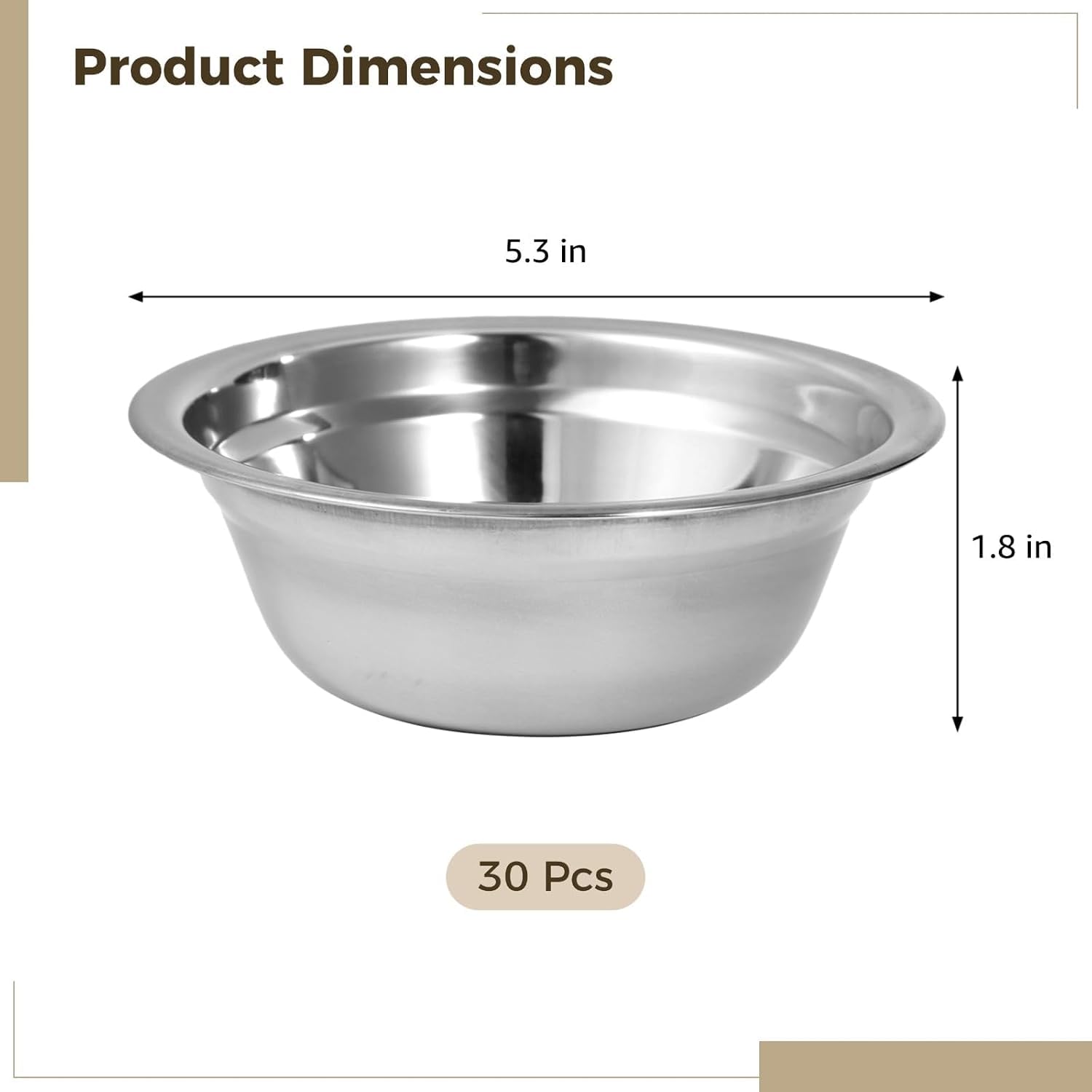Lot de 30 gamelles for Chien en Acier Inoxydable, récipient de Nourriture et d'eau en Vrac en métal, 13 x 4,6 cm, Bol de Nourriture sèche et Humide for Petits Chiens et Chats, Passe au Lave-Vaisselle