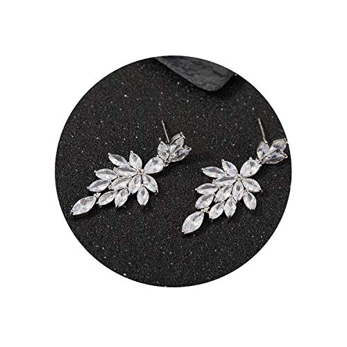 SWEETV Marquise Cubic Zirconia Wedding Bridal Earrings for Brides Birdesmaid, Rhinestones Drop Dangle Earrings for Women Pageant,Prom, Silver