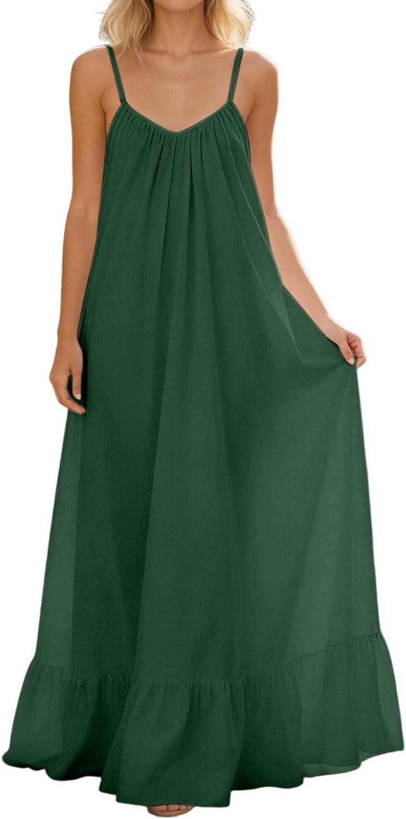 Low Back Dress for Women Backless Cami Dresses Summer Lounge Solid Color Sleeveless Long Sundresses with Back Tie