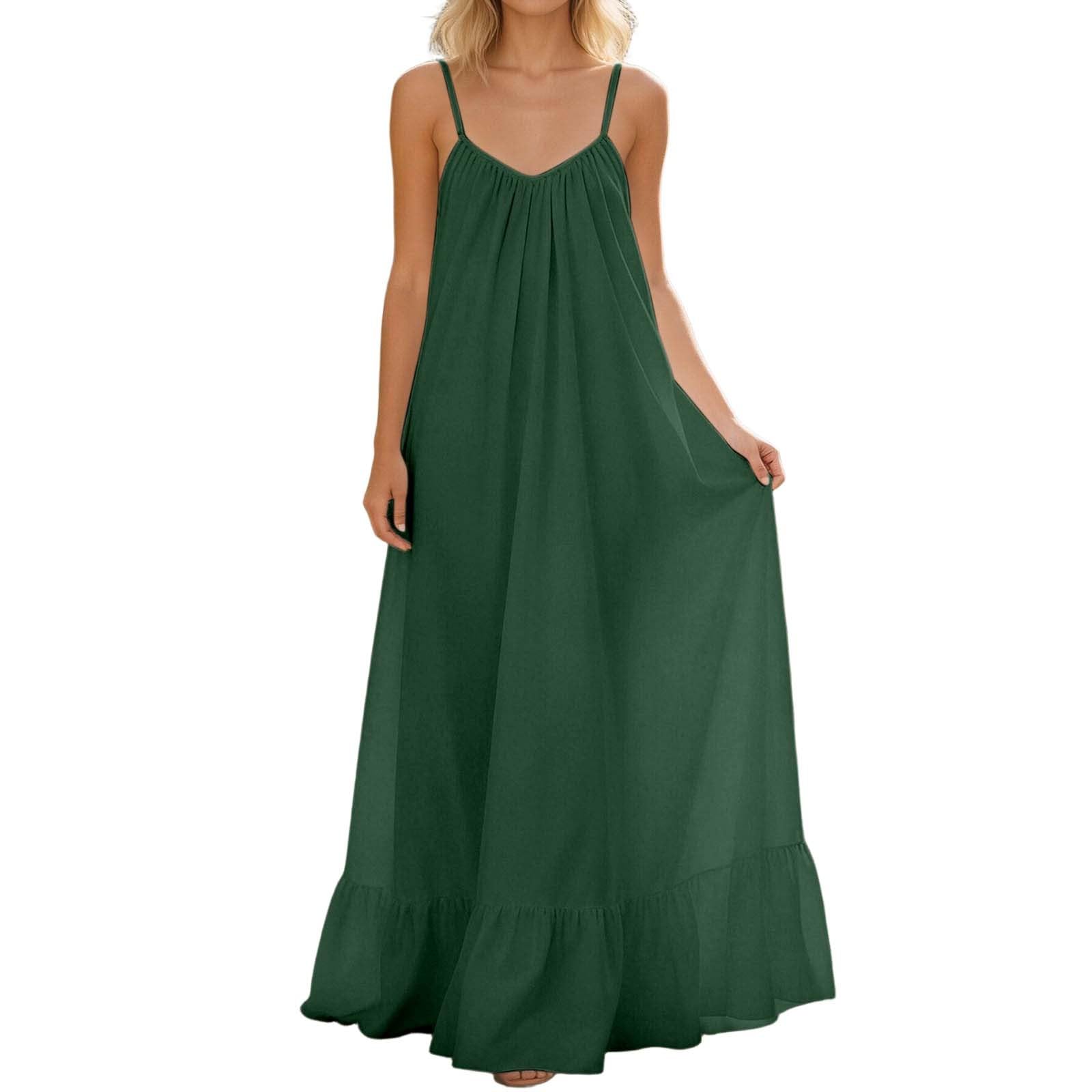 Low Back Dress for Women Backless Cami Dresses Summer Lounge Solid Color Sleeveless Long Sundresses with Back Tie