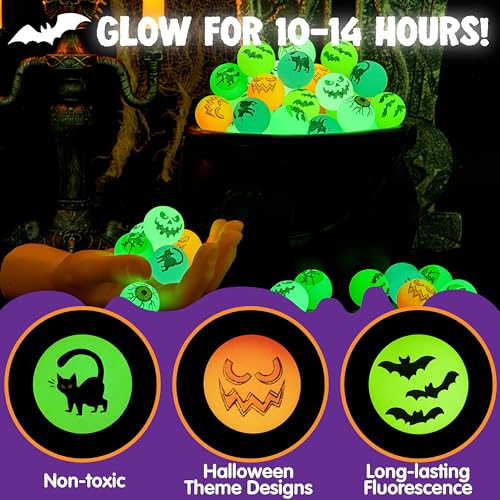 Image of JOYIN 72 PCS Halloween Bouncy Balls, Glow in The Dark Bouncing Balls Eyeballs for Halloween Party favors Decorations, Halloween goodie bag fillers, Trick or Treating School Classroom Game Prizes