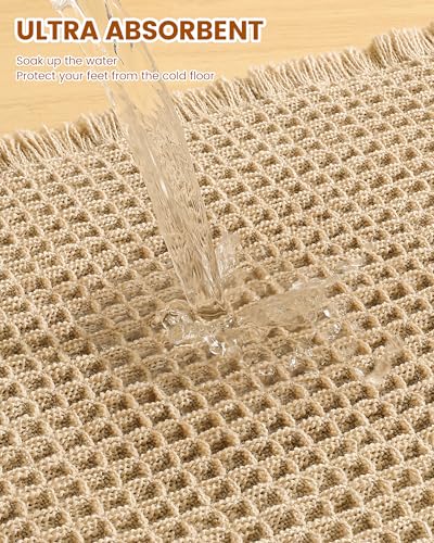 Image of Smiry Waffle Bath Mat 30x20, Extra Soft Absorbent Bathroom Rugs, Non Slip Machine Washable Quick Dry Bath Rugs for Bathroom Floor, Tub, Shower, Home Decor Accessories, Brown