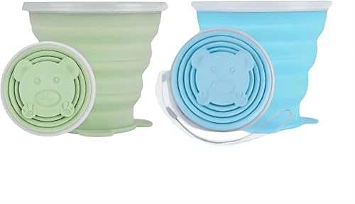 2 vasos plegables, taza plegable pequeña y exquisita de silicona, vaso plegable expandible, tazas portátiles reutilizables con tapas para viajes,