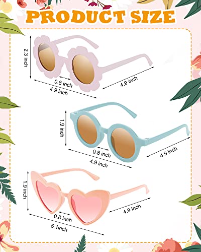 Queekay 24 Pcs Kids Flower Sunglasses Bulk Round Heart Shaped Toddler Sunglasses Colorful Beach Eyewear for Toddler Girl Boy Outdoor Holiday Parties End of the Year School Students Gifts2