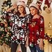 BELAROI Plus Size Tops Christmas Shirts For Women 3/4 Sleeve Comfy Tunic For Leggings Loose Casual Snowman Print Tee(4X, Flower47)