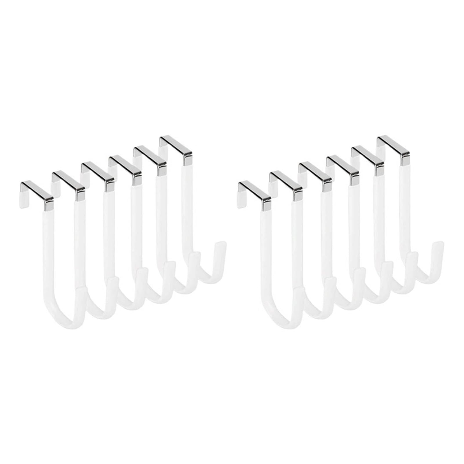 BARRINS Over The Door Hooks Over Door Hooks for Hanging Clothes, 12 Packs Hanger Soft Rubber Surface Prevent Scratches, Door Hook for Bathroom White