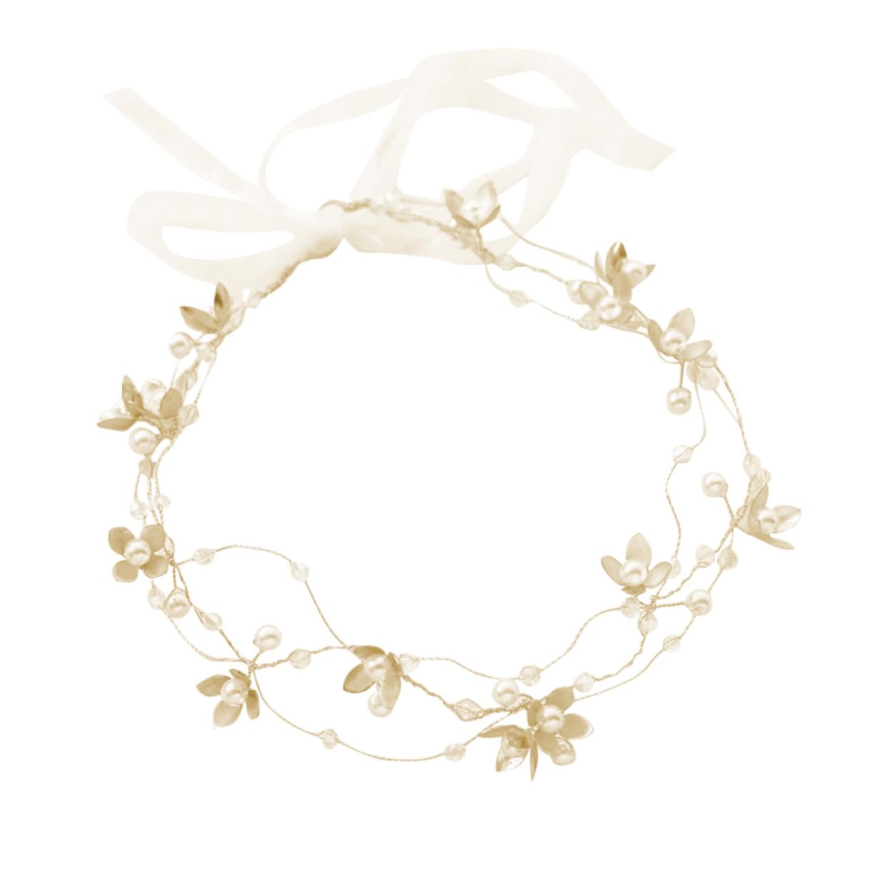 FRCOLOR 3piezas Diadema De Flores Doradas Para Novia Accesorio De Cabello Perlas y Cristales Tocado Elegante Para Bodas Especiales