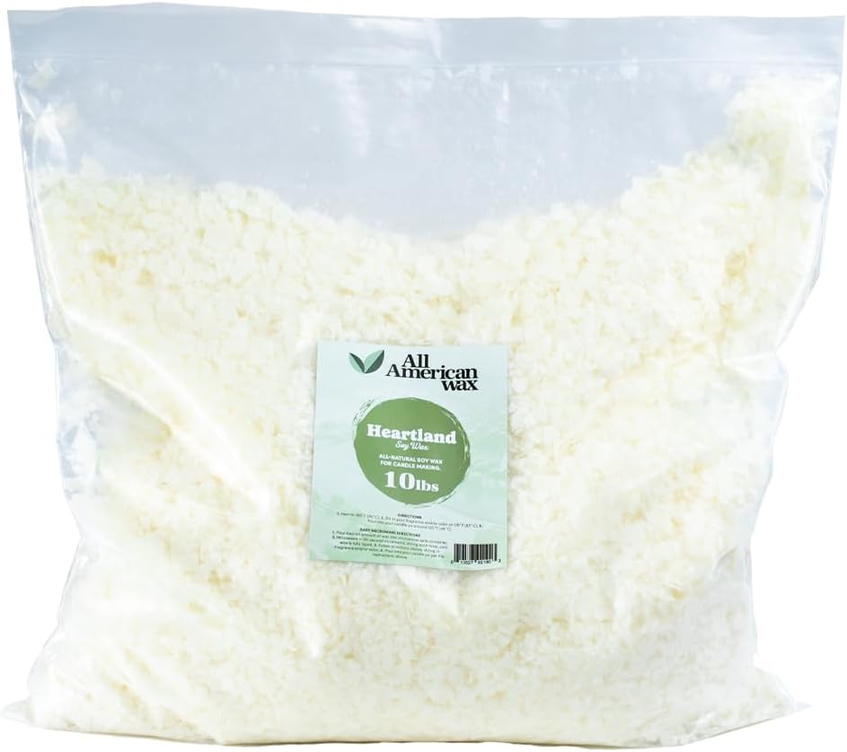 All American Wax Soy Wax Flakes – 10 lb Bag | Natural Soy Wax for Candle Making | Clean Burning, Easy to Melt, Great Scent Throw | DIY Candle Supplies