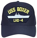 USS Boxer LHD-4 Ships Ball Caps Navy Blue