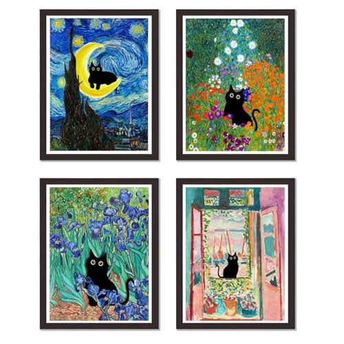 Image of 4 Pack Cat Starry Sky Flower Window Stamped Cross Stitch Kits - Embroidery Kits for Beginners Adults,11 CT Patterns Dimensions Counted Cross Stitch Kits Arts Craft Kits 12x16inch
