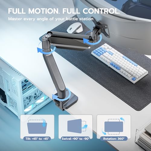 Image of Heavy Duty Single Monitor Mount for 13 inch-49 inch Curved Screens with USB, Gray